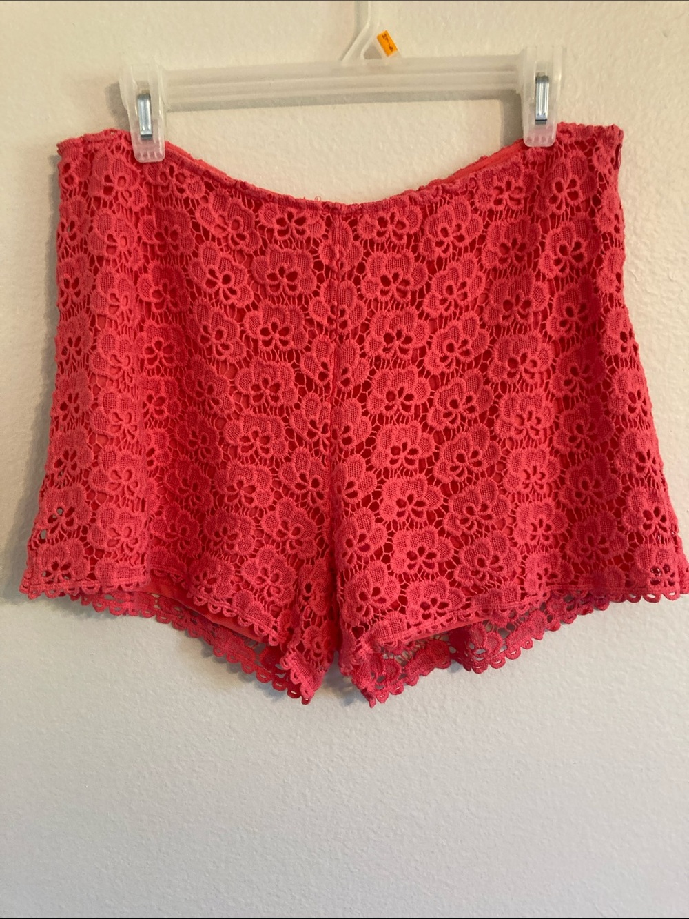 Jennifer Lopez Coral Pink Floral Lace Shorts